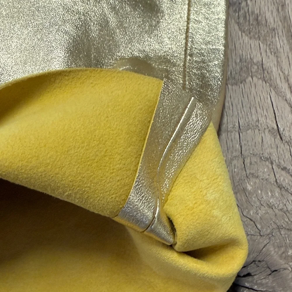 Lamb Leather Gold Flare Pants - Picture 11 of 13